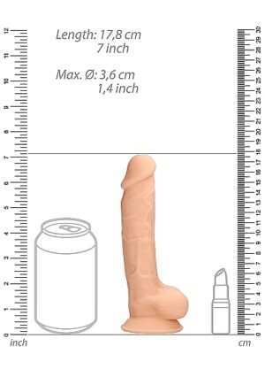 Silicone Dildo With Balls - Flesh - 17.8 cm - Afbeelding 8