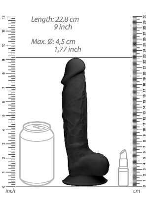 Silicone Dildo With Balls - Black - 22.8 cm - Afbeelding 8