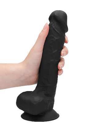 Silicone Dildo With Balls - Black - 22.8 cm - Afbeelding 9