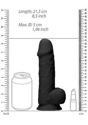 Silicone Dildo With Balls - Black - 21.6 cm - Afbeelding 7