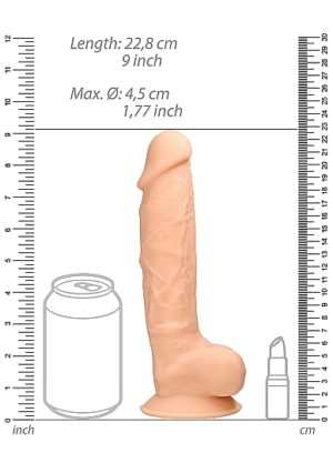 Silicone Dildo With Balls - Flesh - 22.8 cm - Afbeelding 8