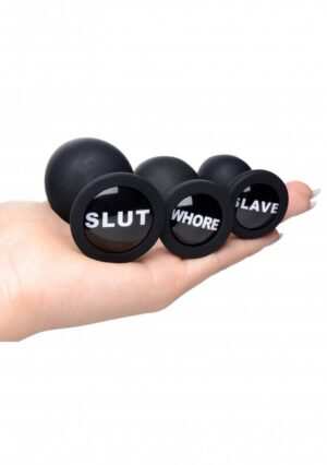 Dirty Words Silcone Anal Plug Set - Black - Afbeelding 3