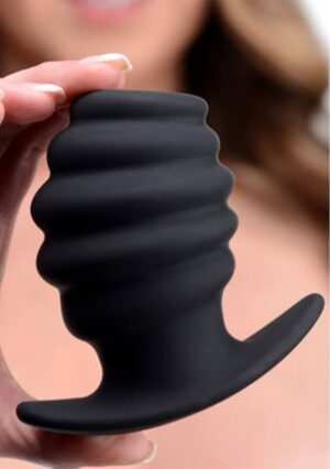 Hive Ass Tunnel 4" Silicone Ribbed Hollow Anal Plug - Large - Afbeelding 4