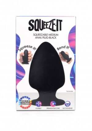 Squeezable Medium Anal Plug - Black - Afbeelding 11