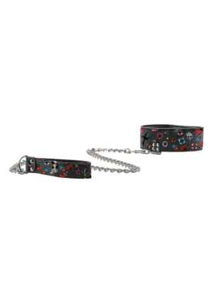 Printed Collar With Leash - Old School Tattoo Style - Black - Afbeelding 4