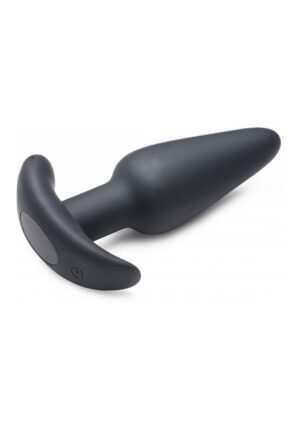 21X Vibrating Silicone Butt Plug with Remote Control - Black