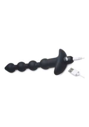 Vibrating Silicone Anal Beads & Remote Control - Black