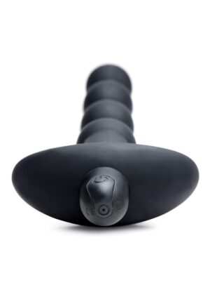 Vibrating Silicone Anal Beads & Remote Control - Black