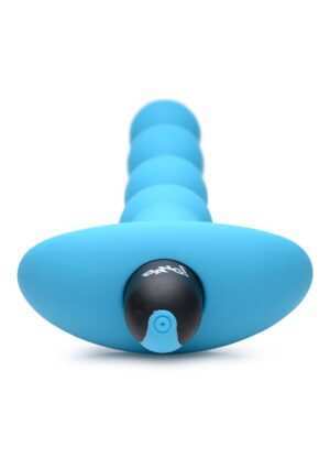 Vibrating Silicone Anal Beads & Remote Control - Blue