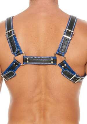 Z Series Chest Bulldog Harness - Leather - Black/Blue - L/XL