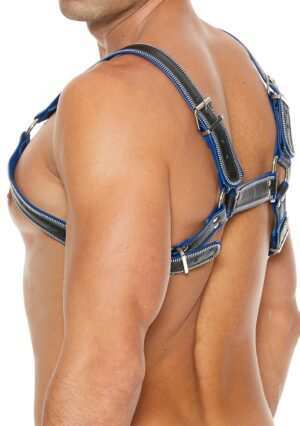 Z Series Chest Bulldog Harness - Leather - Black/Blue - L/XL