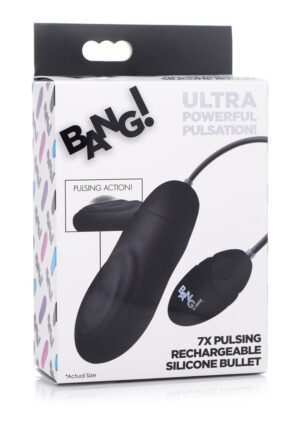 7X Pulsing Rechargeable Silicone Bullet - Black - Afbeelding 6