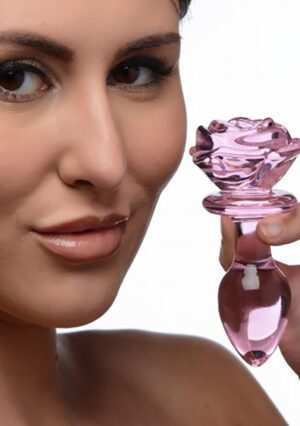 Glass Medium Anal Plug - Pink Rose - Afbeelding 3