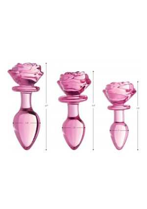 Glass Medium Anal Plug - Pink Rose - Afbeelding 4