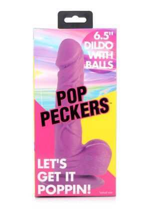 POP 6.5" Dildo with Balls - Purple - Afbeelding 10