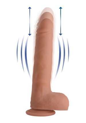 8" Thrusting & Vibrating Liquid Silicone Dildo With Balls - Ligh - Afbeelding 3