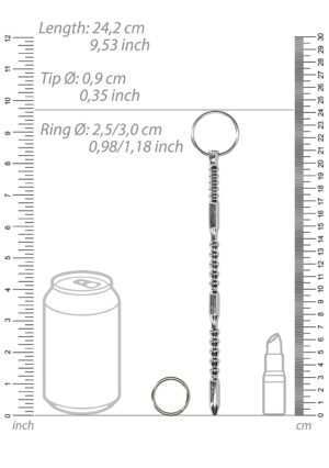 Urethral Sounding - Metal Ribbed Dilator With Ring - Afbeelding 3