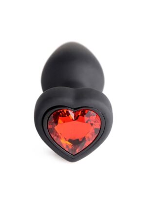 28X Silicone Vibrating Red Heart Anal Plug with Remote - Small - Afbeelding 3