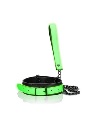 Collar and Leash - Glow in the Dark - Neon Green/Black - Afbeelding 4