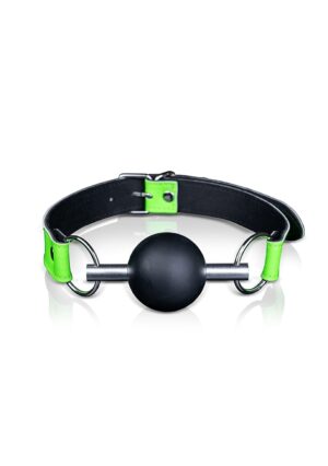 Solid Ball Gag - Glow in the Dark - Neon Green/Black - Afbeelding 4