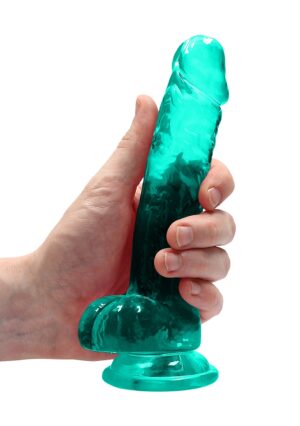 7" / 17 cm Realistic Dildo with Balls - turquoise - Afbeelding 7