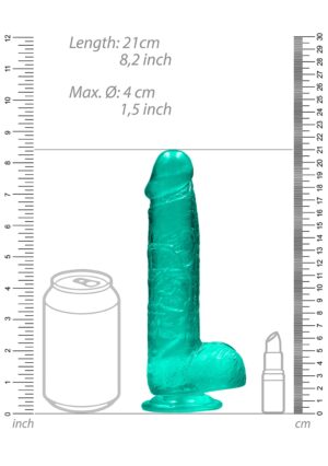 8" / 19 cm Realistic Dildo with Balls - turquoise - Afbeelding 3