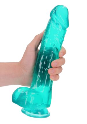 10" / 25.4 cm Realistic Dildo With Balls - Turquoise - Afbeelding 7