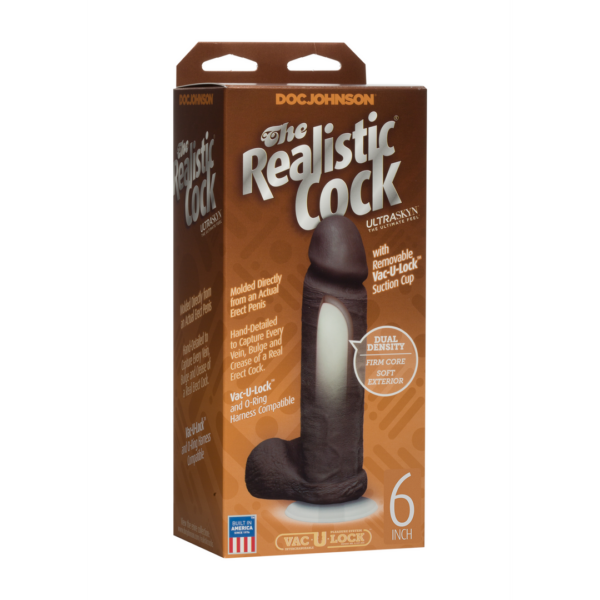 The Realistic Cock - Vac-U-Lock Suction Cup - 6 Inch - Brown