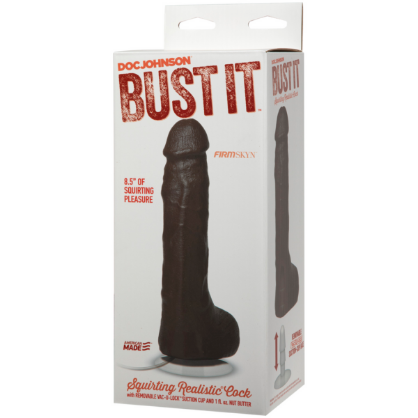 Squirting Realistic Cock - 1 oz. Nut Butter - Black