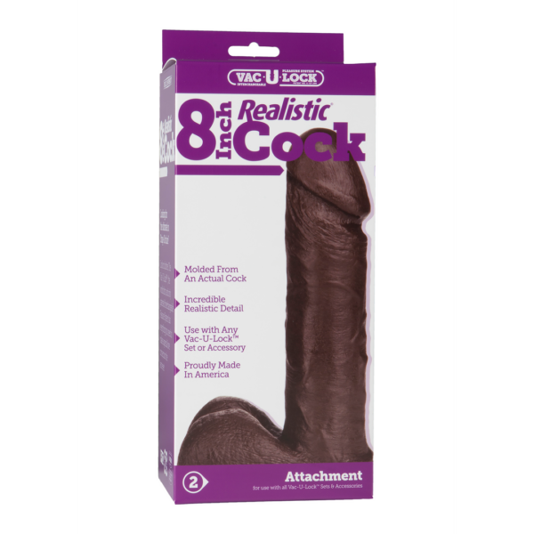 Vac-U-Lock - 8 Inch Realistic Cock - Black