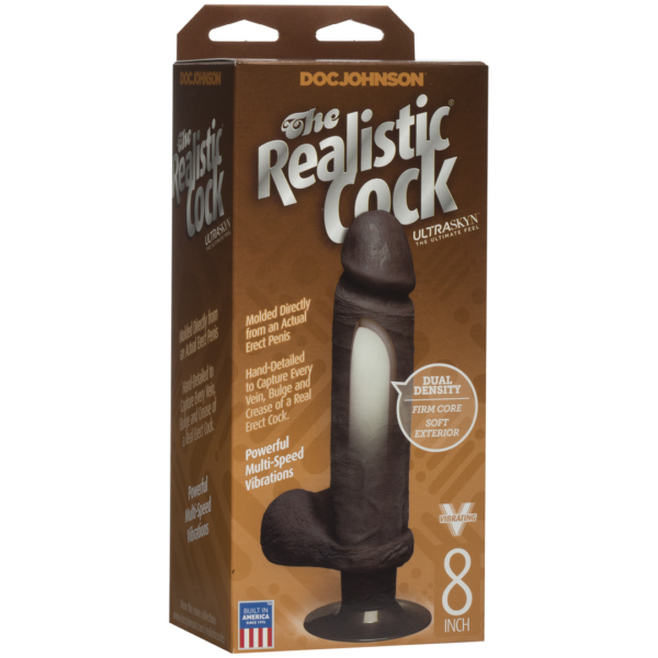 The Realistic Cock - ULTRASKYN - Vibrating 8 Inch - Chocolate