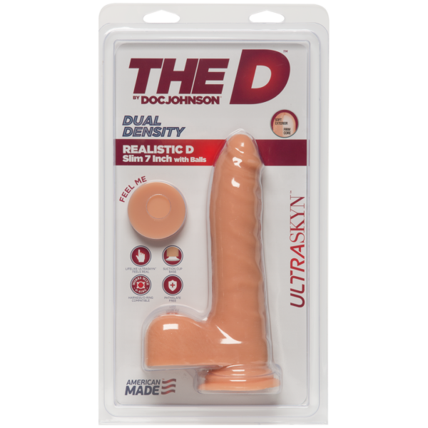 The D - Realistic D - Slim 7 Inch with Balls - Ultraskyn - Flesh