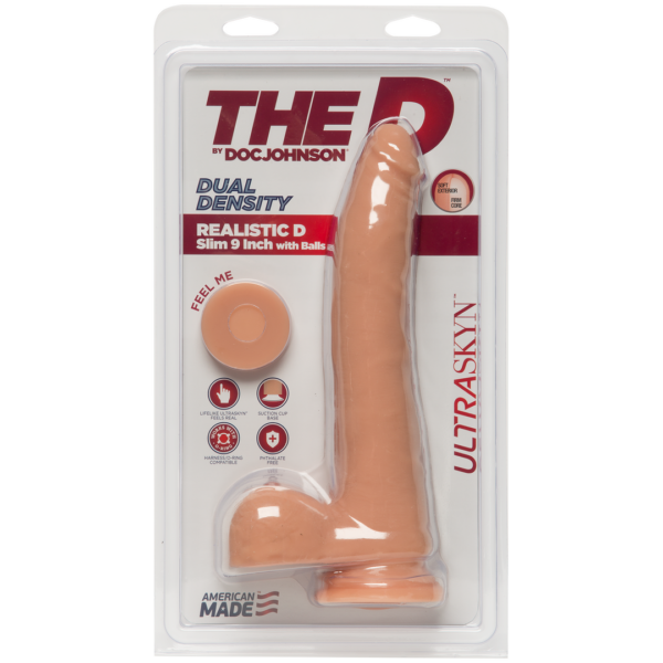 The D - Realistic D - Slim 9 Inch with Balls - Ultraskyn - Flesh