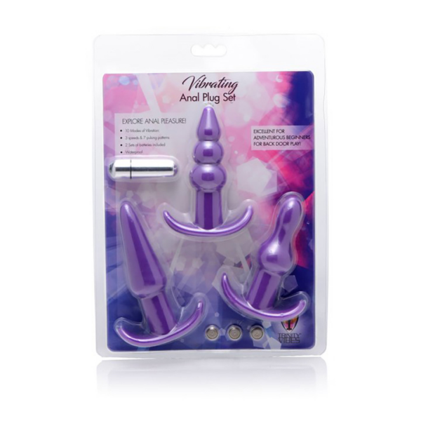 4 Piece Vibrating Anal Plug Set - Purple