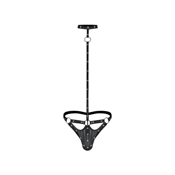 Tormentor - Eendelige Choker G-String met Contour Peek-a-Boo Zakje - L/XL