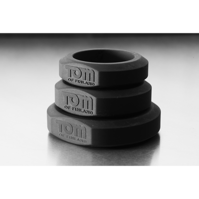 Tom Of Finland - 3 Piece Silicone Cock Ring Set - Black